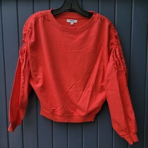 RED KENSIE JEANS Lightweight sweatshirt poufy sleeve combo Top! XS Christmas